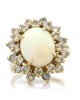 Australlian White Opal and Diamond Halo Ring in Gold